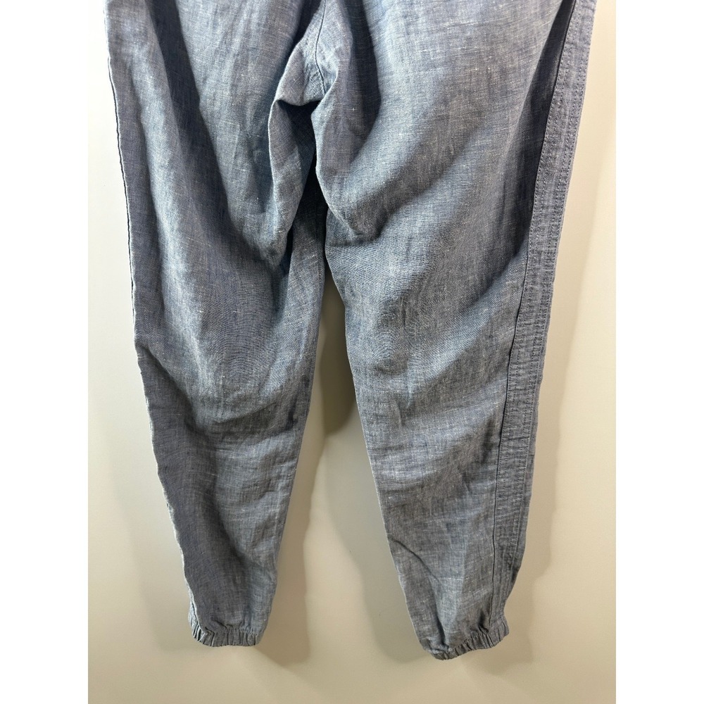 Athleta CABO Linen Jogger Pants Chambray Blue Resort Beach Zip Pockets Size 0 - Picture 13 of 14